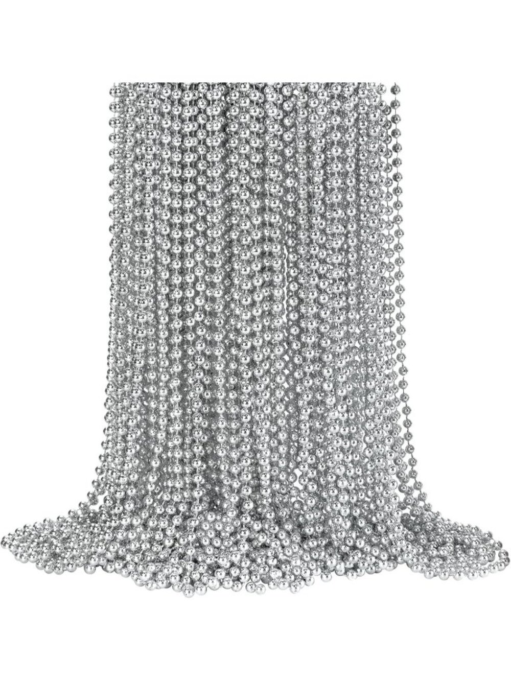72PCS Purple Mardi Gras Bead Necklaces 33" Halloween Party Favor Beads-Silver
